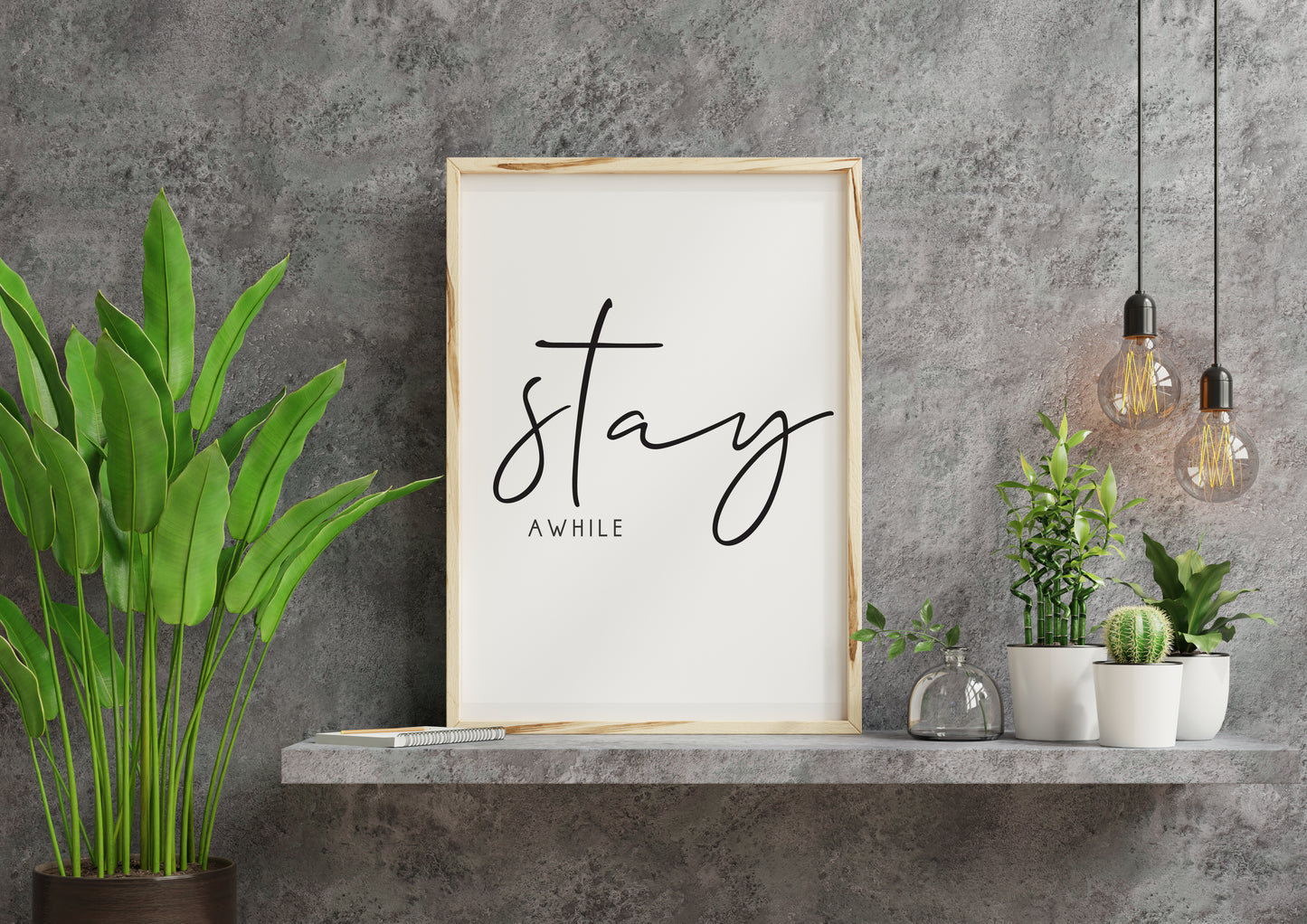 Stay - Black and White Printable Wall Art Quote