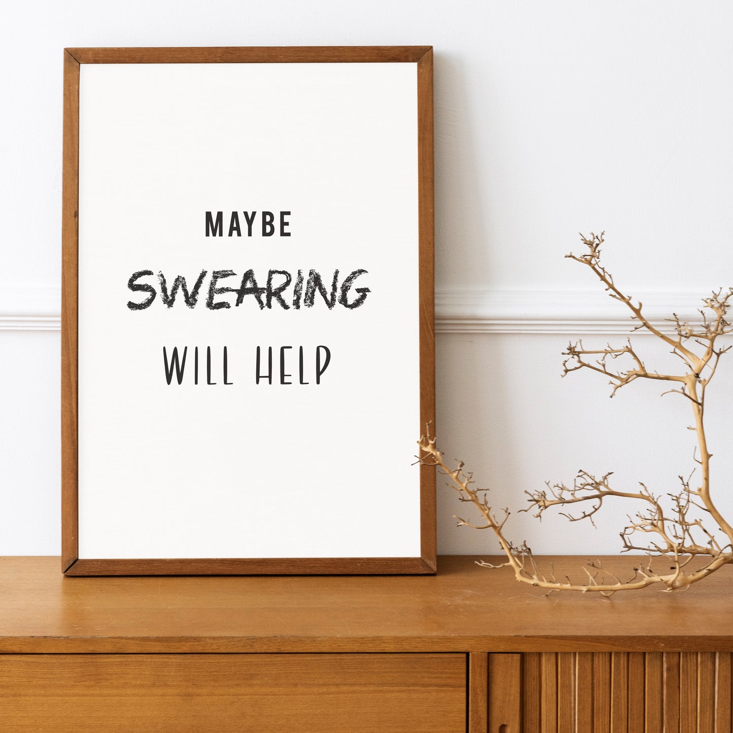 Swearing Helps - Black and White Printable Wall Art Quote