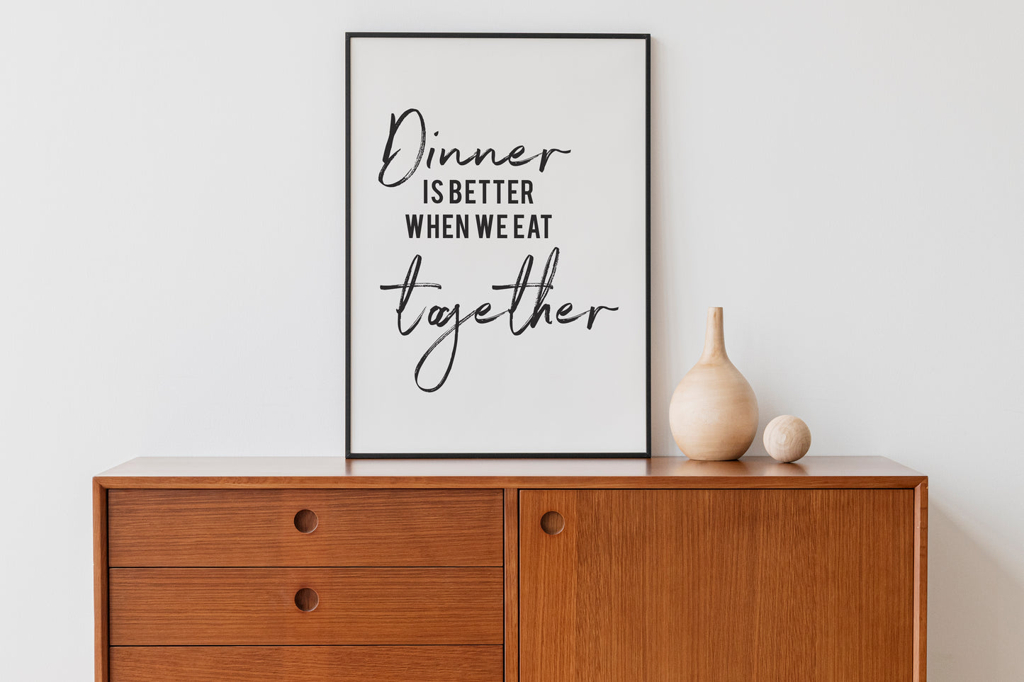 Dinner Together - Black and White Printable Wall Art Quote